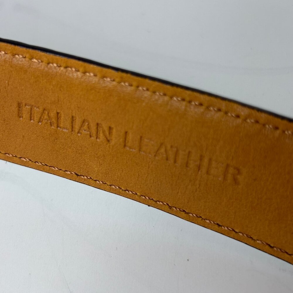 Ralph Lauren Brown Leather Belt Size S Textured Silver-tone Buckle RL Initials - Picture 8 of 13